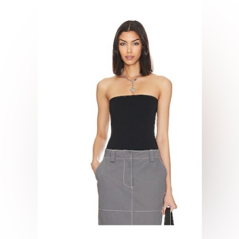 Free People Black Strapless Fitted Bodysuit